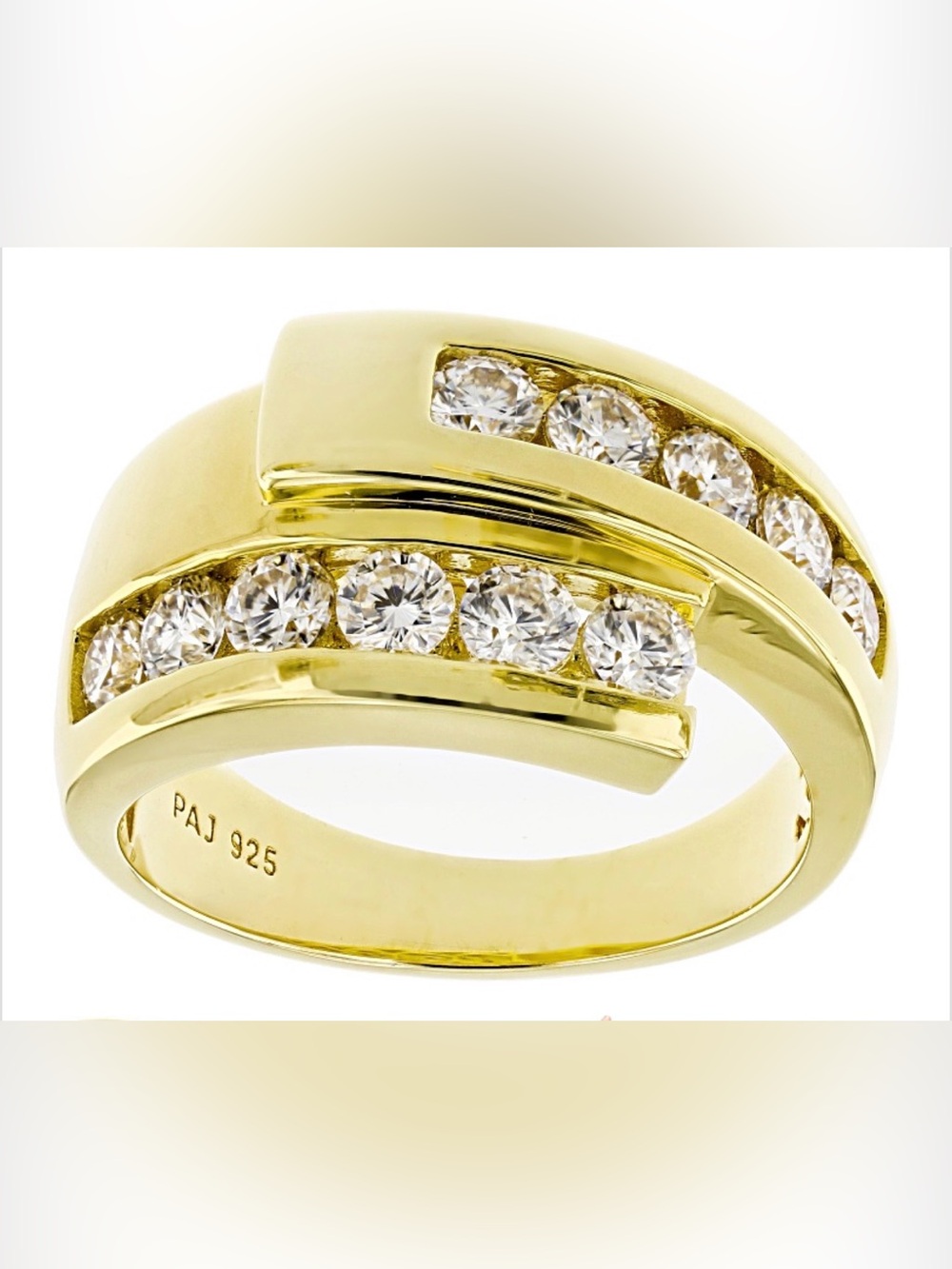 Moissanite 14k Yellow Gold Over Silver Bypass Ring 1.10ctw DEW Size 7
